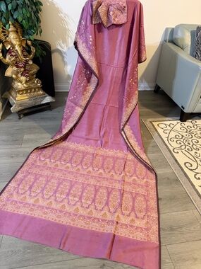 Mauve Pink Embroidered Ethnic  woman saree Sari
